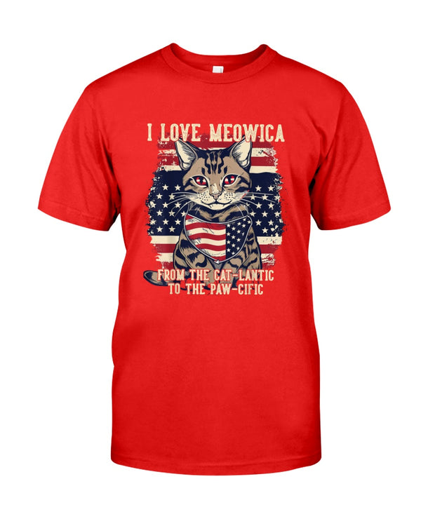 4th July Cat Lover, I Love Meowica Funny Patriotic Cat
