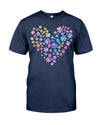 Tie Dye Love Dog Paw Print Heart Cute Dot day Dog Lovers T-Shirt